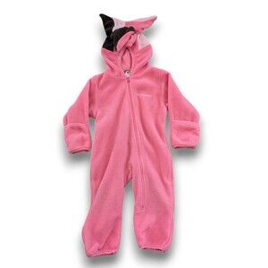 Columbia Girls Pink Fleece Hooded Jester Baby Bunting Girls 18 Months